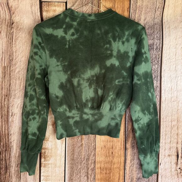 Keith Haring Green Tie Dye Cropped Sweatshirt Small Graphic Streetwear Casual - Picture 2 of 9